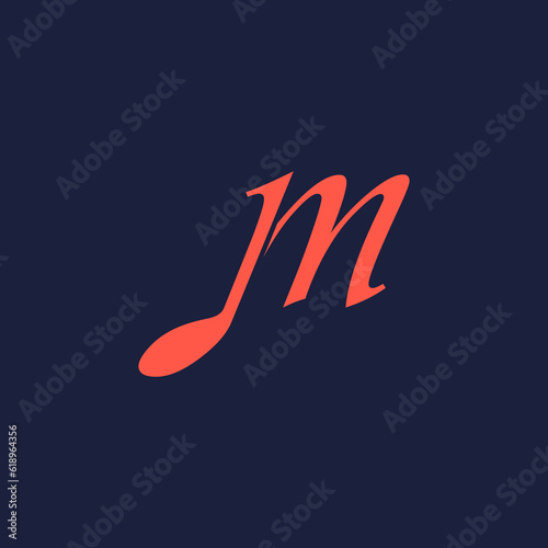 An illustration of the letter "M" in the shape of a musical note melody used for branding, brand identity, logo design, vector, business, and company.