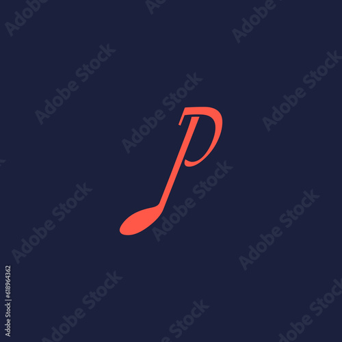 An illustration of the letter "P" in the shape of a musical note melody used for branding, brand identity, logo design, vector, business, and company.