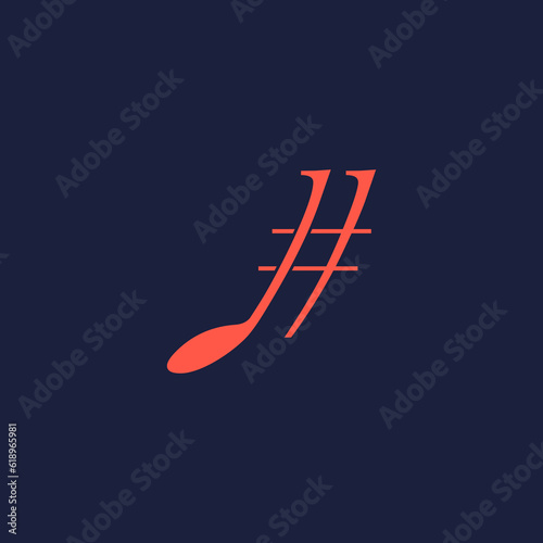 An illustration of the symbol "#" in the shape of a musical note melody used for branding, brand identity, logo design, vector, business, and company.