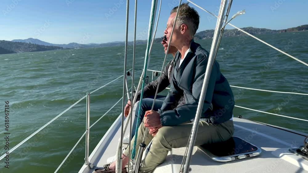 Same Sex Male gay couple adventure sailing San Francisco California Same Sex Male gay couple adventure sailing San Francisco California