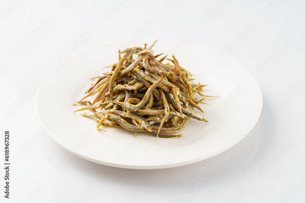 Salted anchovies on a monochrome background Salted anchovies on a monochrome background