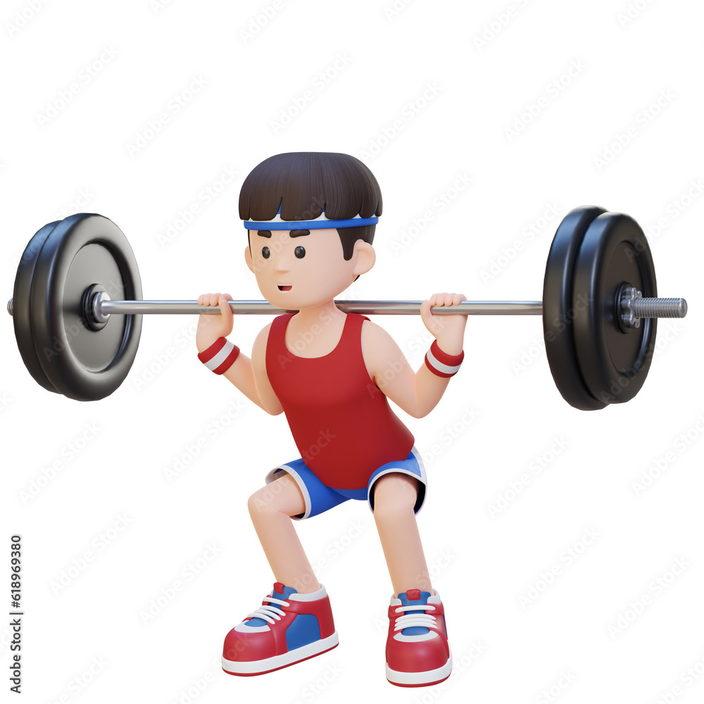 3D Sportsman Character Building Lower Body Strength with Barbell Squat Workout 3D Sportsman Character Building Lower Body Strength with Barbell Squat Workout