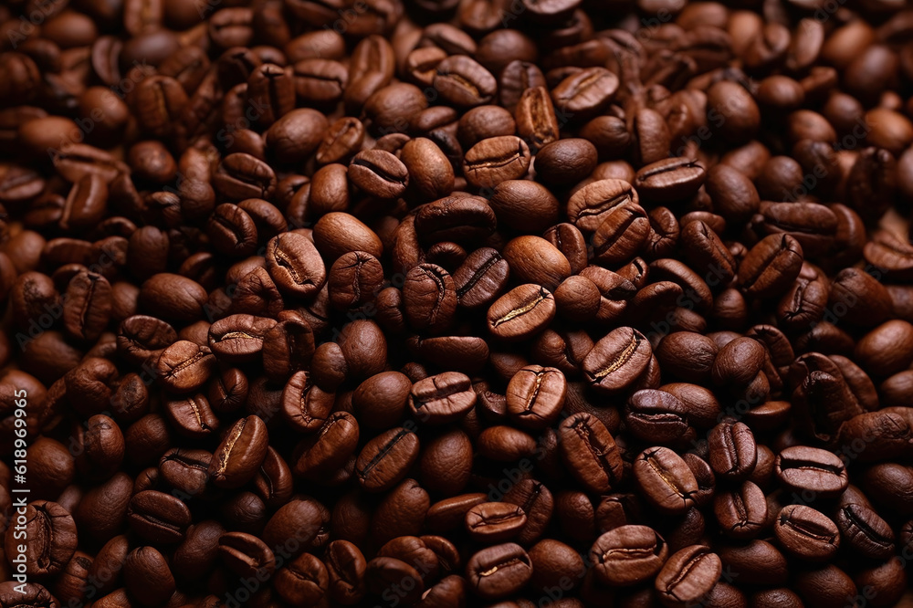 Fototapeta premium Pile of Roasted Coffee Beans Generative AI