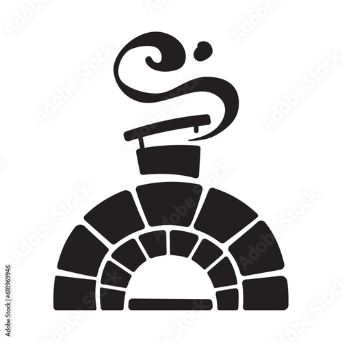 antique pizza oven drawing, cute cartoon style illustration