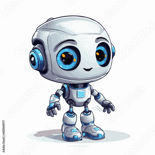robot ai assistant cinematic detailed vector cartoon white background 