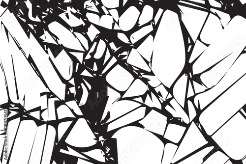 Broken glass or mirror black texture on white background