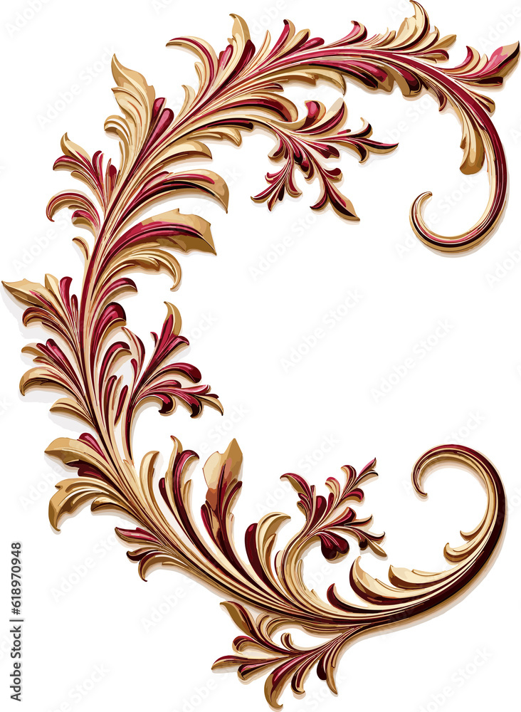 Eleghant floral decorative element for frame, banner, invitation card, wedding ect made by AI Image Generative 