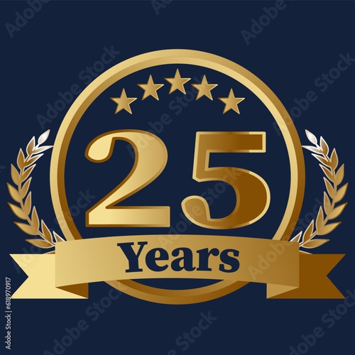 25 Years Anniversary on gold with stars and laurels