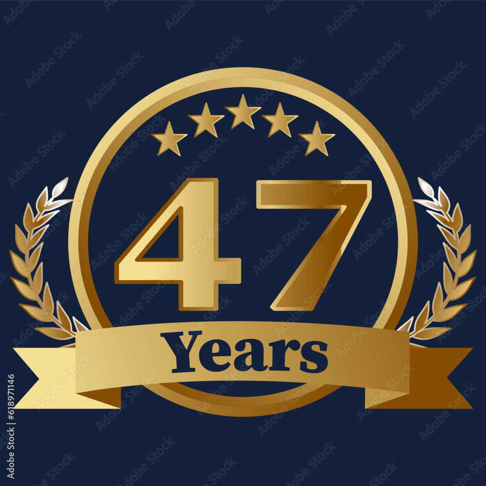 47 Years Anniversary on gold with stars and laurels 47 Years Anniversary on gold with stars and laurels