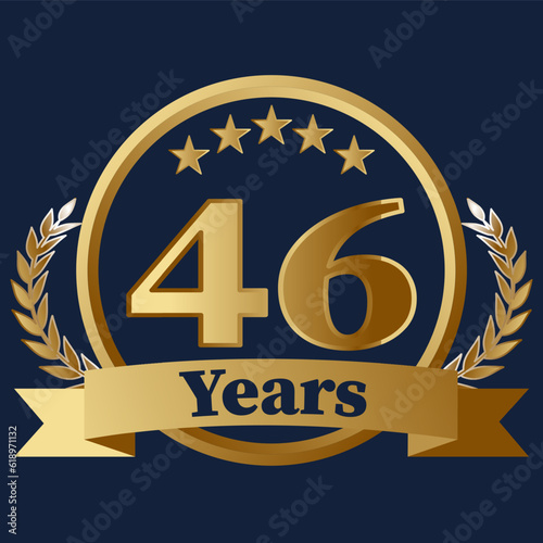 46 Years Anniversary on gold with stars and laurels