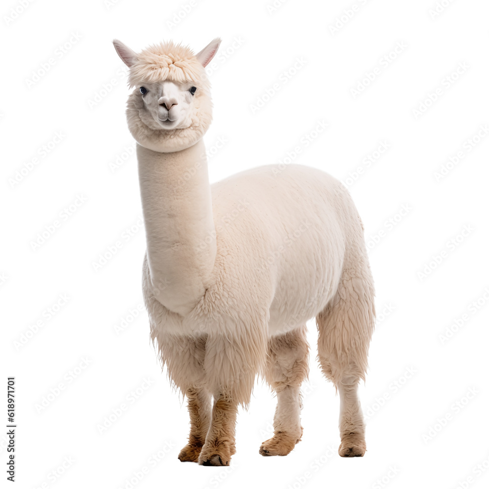 Obraz premium close up of a alpaca looking up isolate