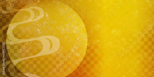 ゴールドのグラデーション背景イラスト　格子柄の背景画像　和柄