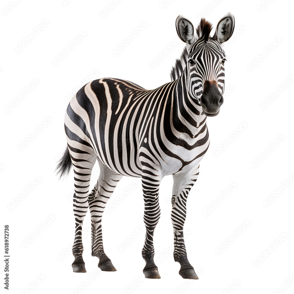zebra isolated on white - obrazy, fototapety, plakaty 