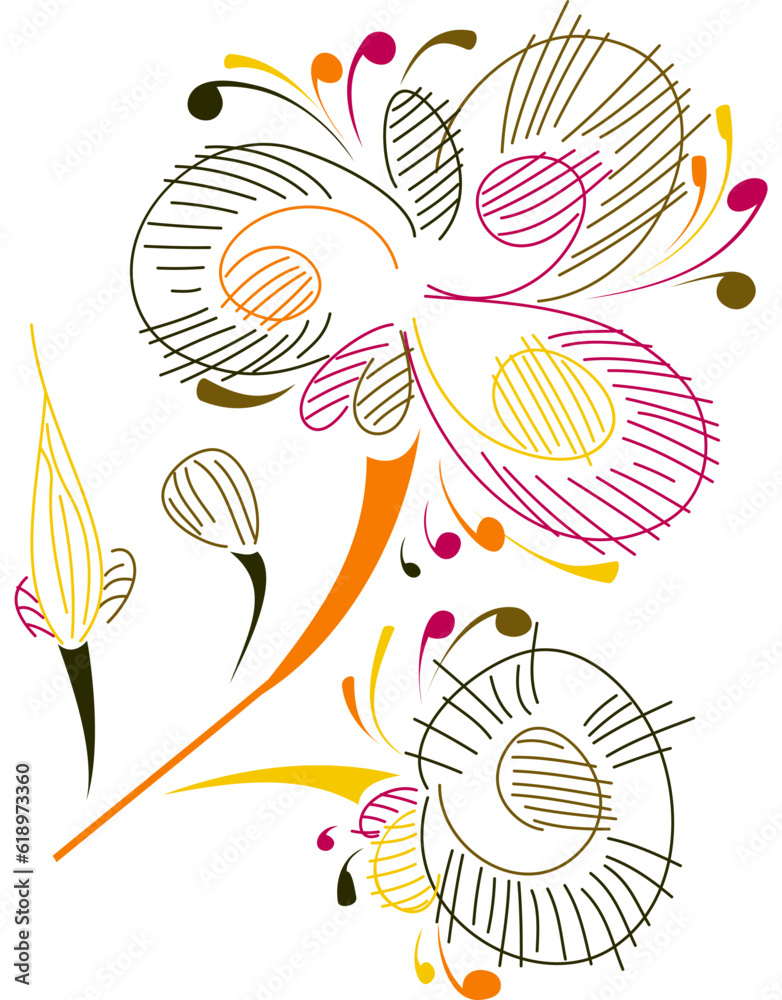 Obraz premium Floral Pattern Linear Element