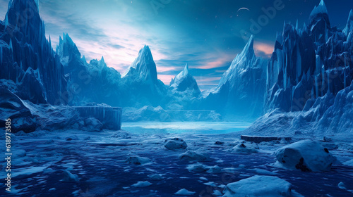 凍てついた地球外惑星のイメージ Generative AI