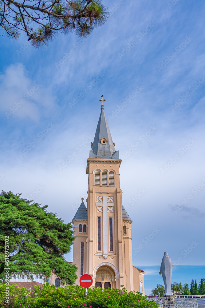Cathedral chicken. This is a famous ancient architecture in Da Lat city, Vietnam.