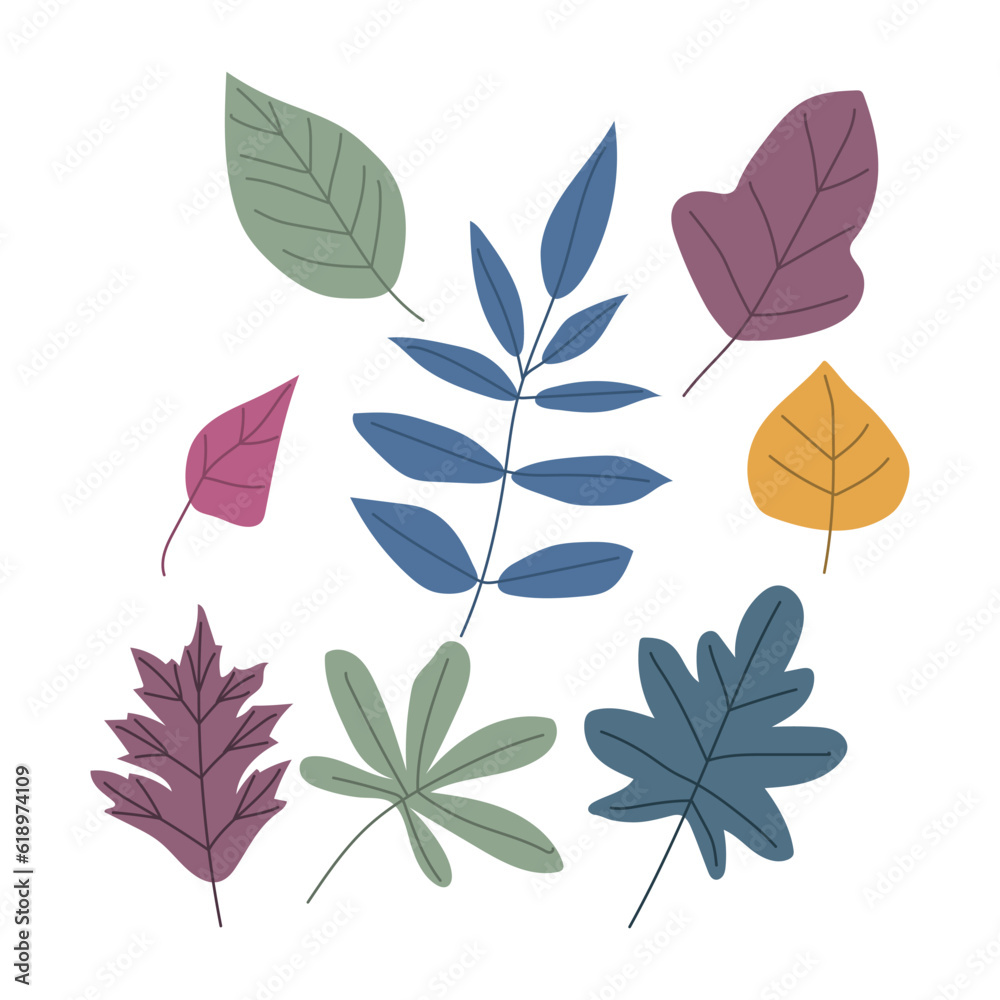 Autumn leaf isolated on white background simple cartoon flat style vector illustration
