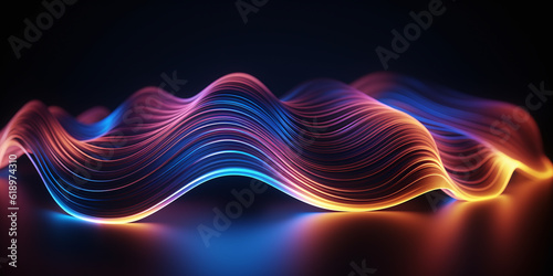 Neon Gleaming Wavy Abstract Sculpture Generative AI