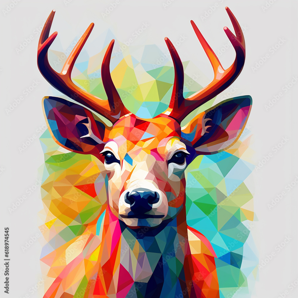 deer head illustration in wpap style