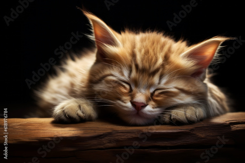 Sleeping cute cat. Generative AI © Artsiom P