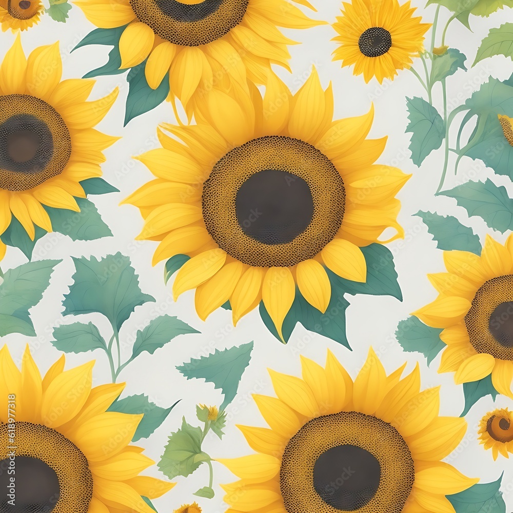 drawing of sunflowers on a white background in watercolor style