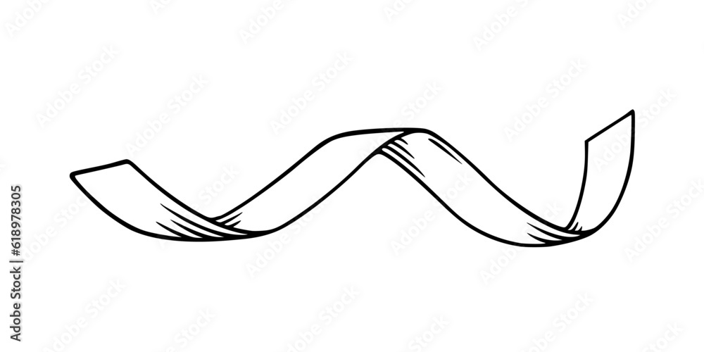 Ribbon label clipart. Handdrawn ribbon scroll. Sketch vector illustration isolated in white background Ribbon label clipart. Handdrawn ribbon scroll. Sketch vector illustration isolated in white background