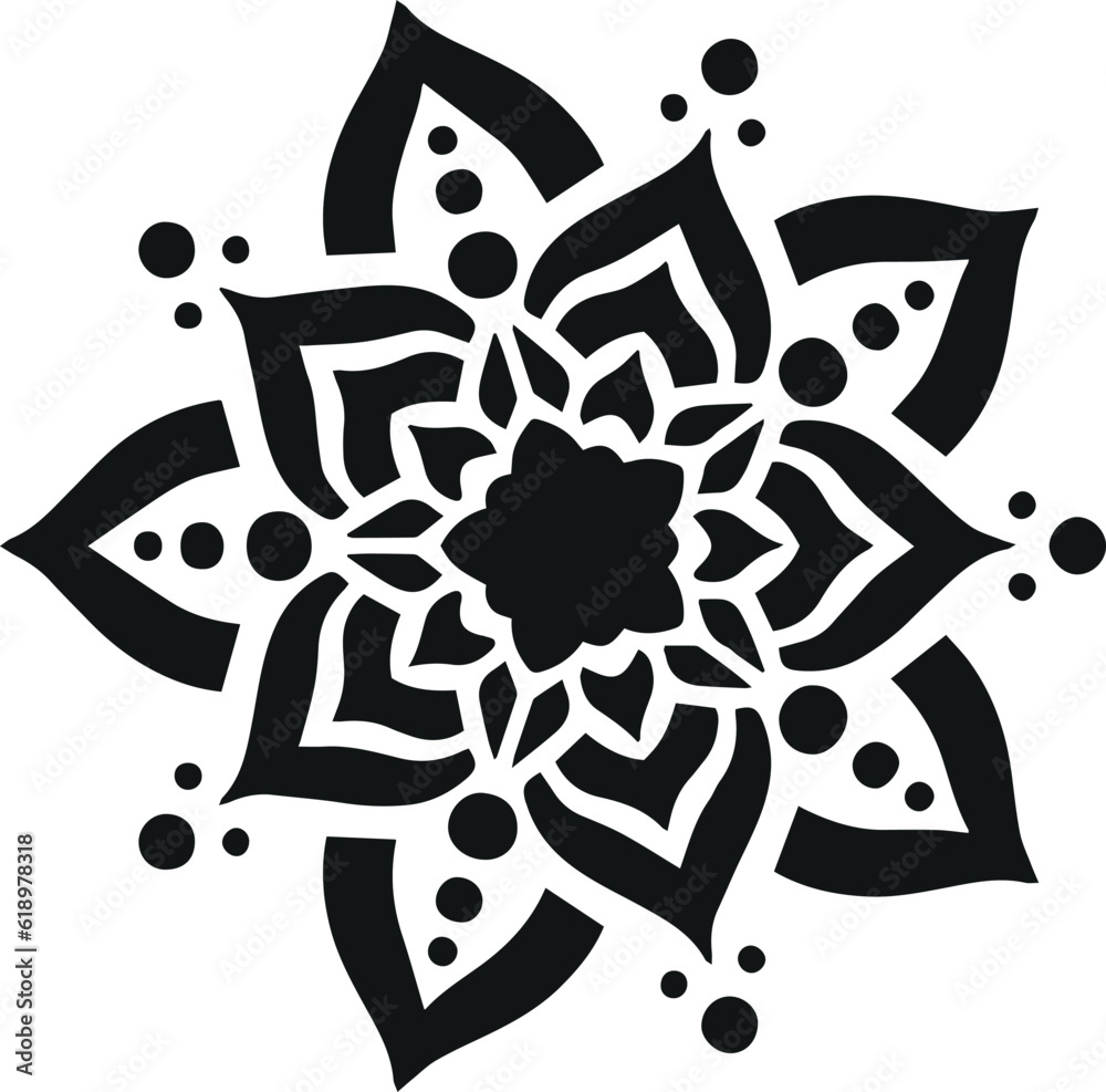 Mandala Stencil Template, Printable Design, Black and White
