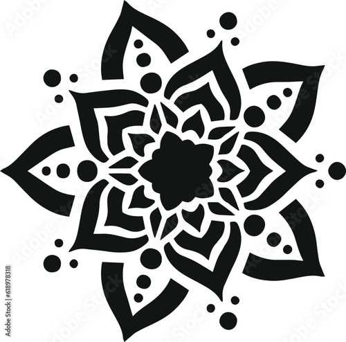Mandala Stencil Template, Printable Design, Black and White Coloring Illustration