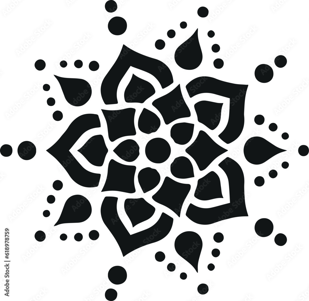 Mandala Stencil Template, Printable Design, Black and White Coloring Illustration Stock Vector ...