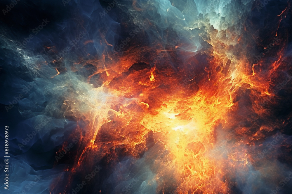 A background image of fire and lightning storm explosions, Generative AI A background image of fire and lightning storm explosions, Generative AI