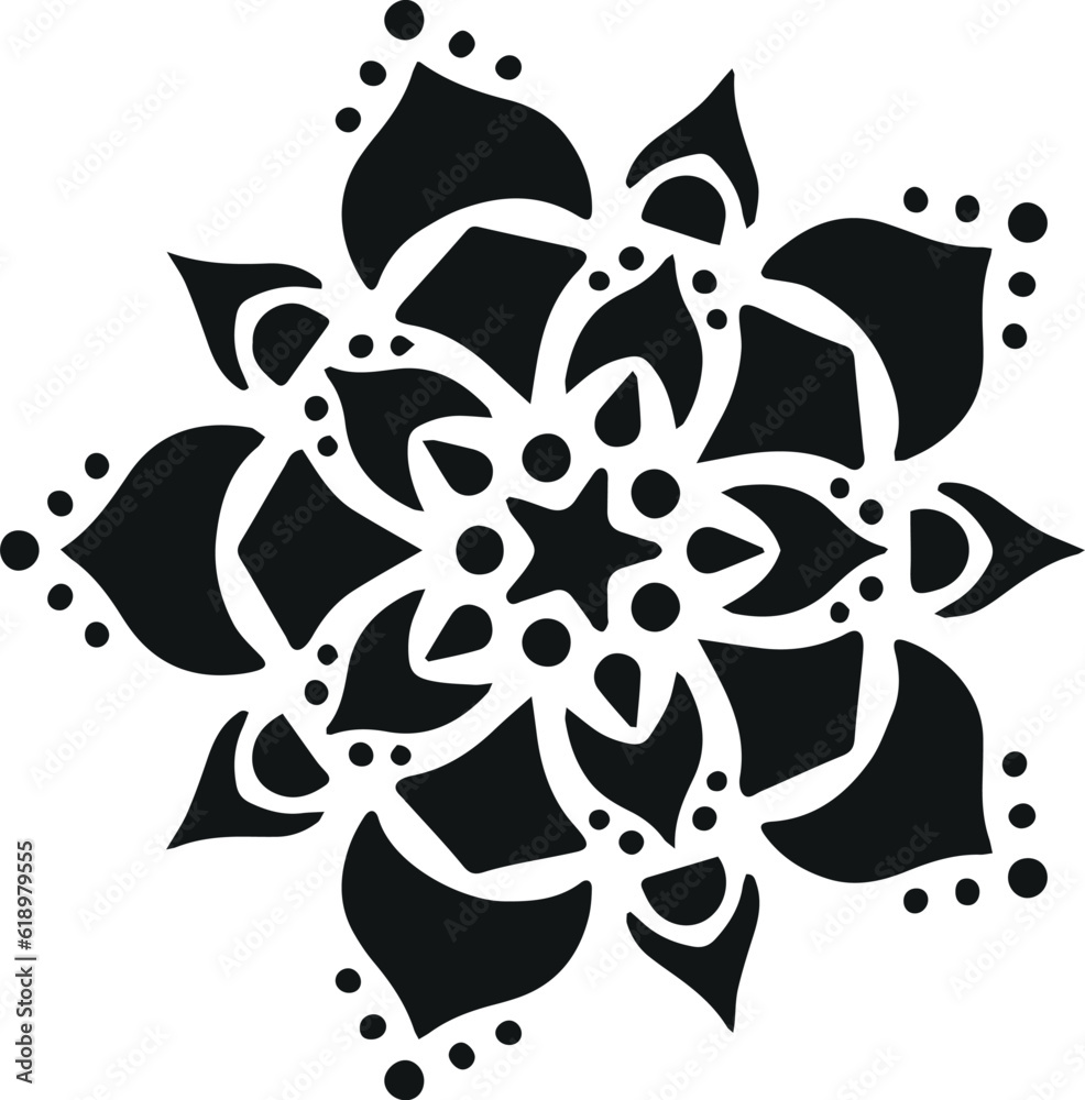 Mandala Stencil Template, Printable Design, Black and White Coloring Illustration Mandala Stencil Template, Printable Design, Black and White Coloring Illustration