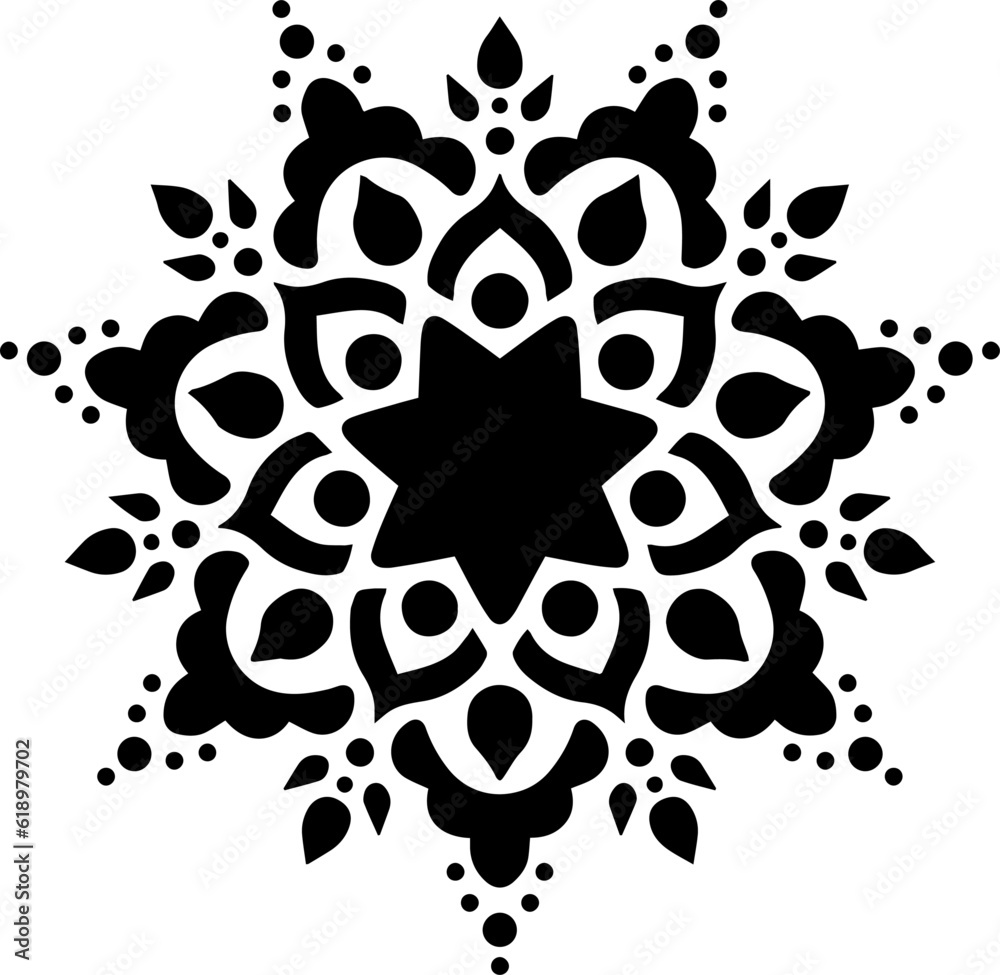 Fototapeta premium Mandala Stencil Template, Printable Design, Black and White Coloring Illustration