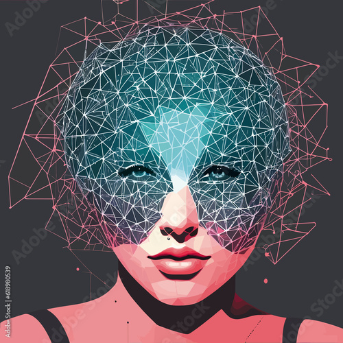 the internet as an AI future theme hyperrealism illustration