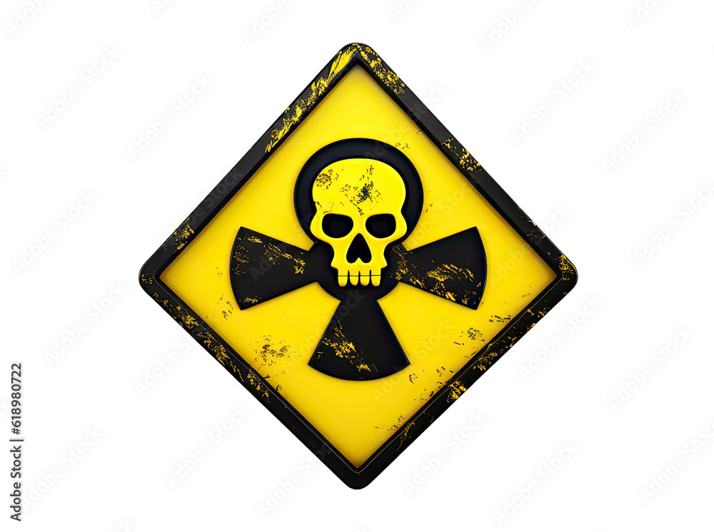 Yellow danger sign with skull, biohazard, isolated on transparent background Yellow danger sign with skull, biohazard, isolated on transparent background