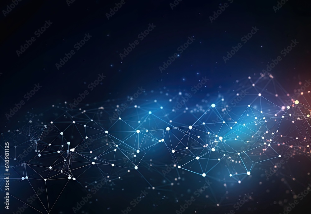Template for science and technology presentation. Plexus style background.