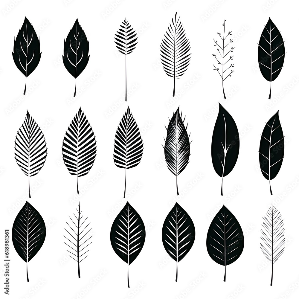 Minimalist inked creations: capturing the essence of monochromatic plant leafs