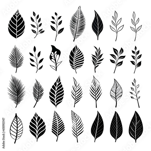 Minimalist inked creations: capturing the essence of monochromatic plant leafs