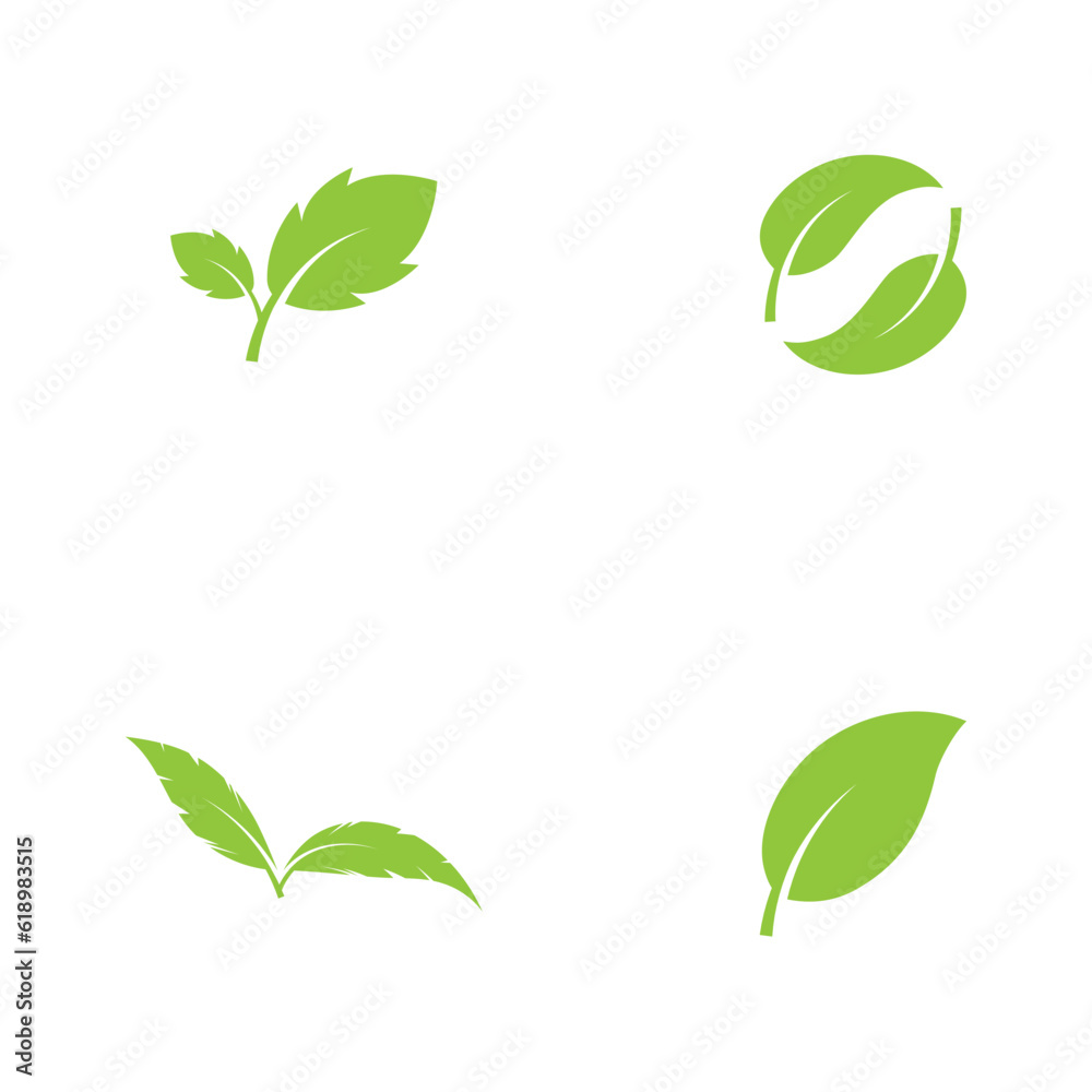 Logos of green Tree leaf  nature element vector