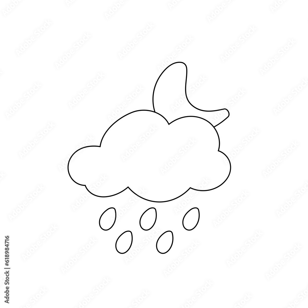 Obraz premium weather icon set sun rain thunderstorm dew wind snow cloud night sky for forecast