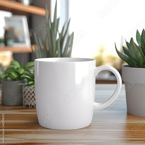 Coffee cup set against a captivating backdrop