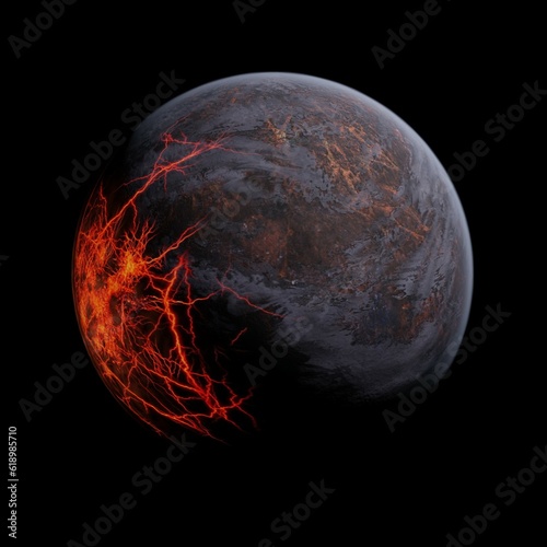 3d computer-rendered illustration of a dying planet photo