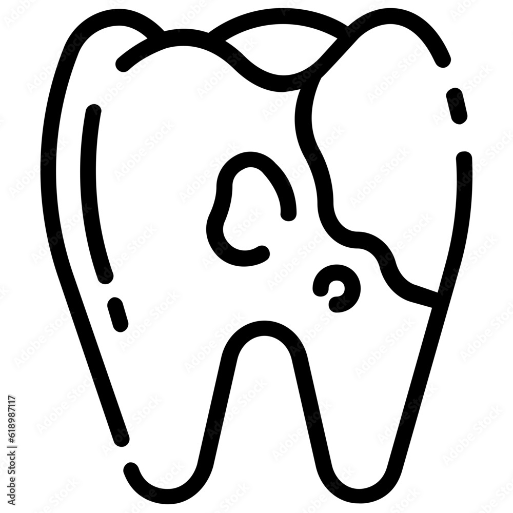 Obraz premium caries tooth, outline vector icon