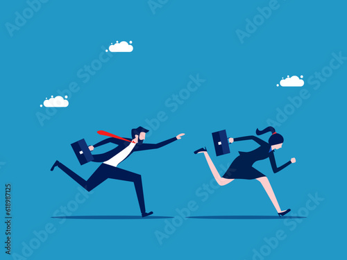 business competition. Businessmen chasing after each other vector