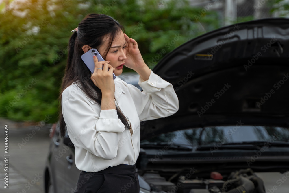 Traffic accident, insurance agent inspects damaged vehicles and submits a post-accident claim report, insurance concept Traffic accident, insurance agent inspects damaged vehicles and submits a post-accident claim report, insurance concept