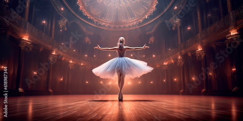 graceful ballerina performing an elegant dance on stage.