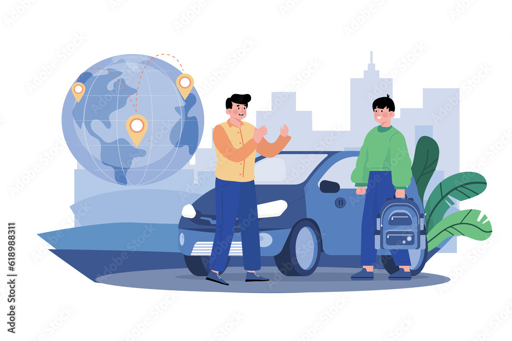 Man rents car for exploration. Man rents car for exploration.