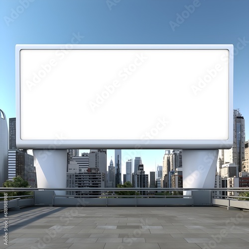Empty billboard highlighting a futuristic urban landscape