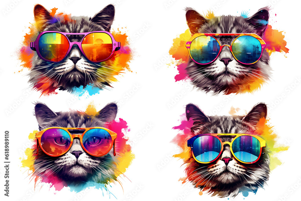 4 Cool cats with sunglasses generative AI