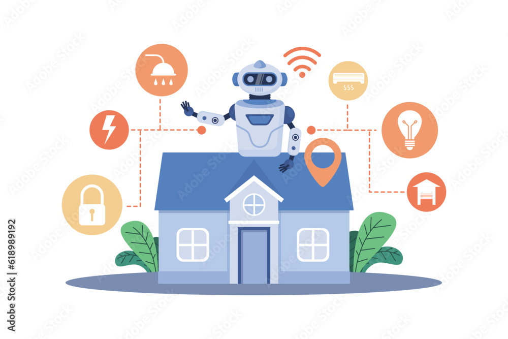 Fototapeta premium Smart home devices employ AI for automation.