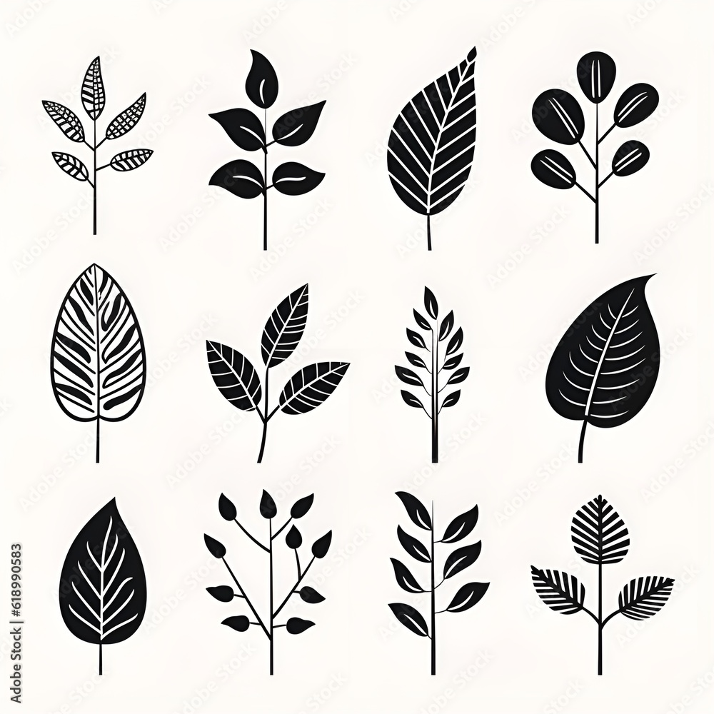 Delicate sketches: capturing the grace of monochromatic plant leafs